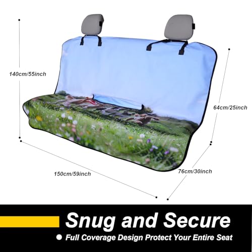 Back Seat Cover for Car Trucks Van SUV Jeep (Rear Bench Seat Towel / Dog Print)