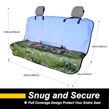 Back Seat Cover for Car Trucks Van SUV Jeep (Rear Bench Seat Towel / Dog Print)