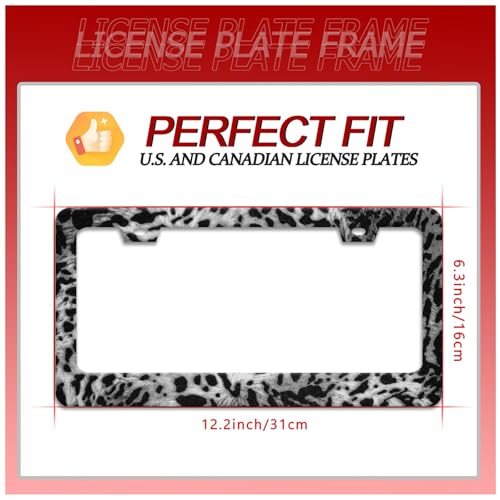 Beautiful Leopard Print License Plate Frame Cheetah Print Texture License Plate Holder for Car Decorative Parts Stainless Stee License Plate Frames for Standard Us Canada Funny 12x6 Inch (Beautiful Leopard Print)