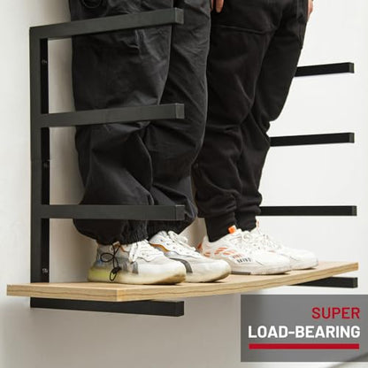 Wood Organizer and Lumber Storage Rack Wall Mount (Black - 4 Level)