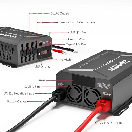 2000W Car Power Inverter (Black)