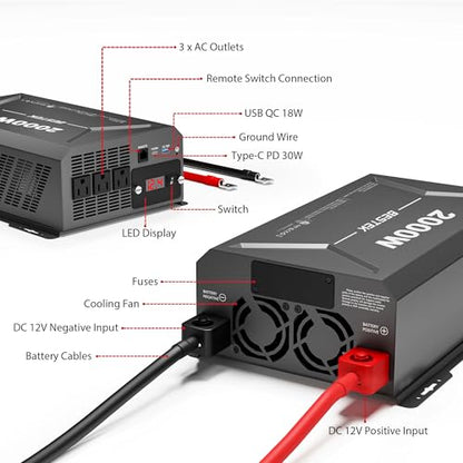 2000W Car Power Inverter (Black)