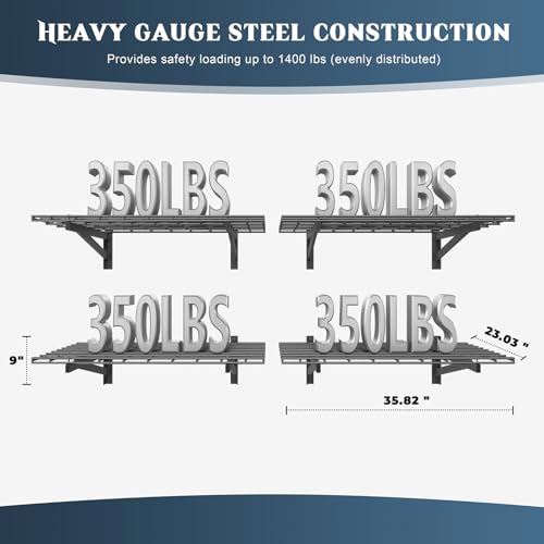 4 Pack Wall Mounted Garage Shelving (4 pack-2x3ft)