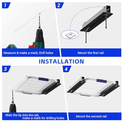 6 Pack Overhead Storage Bin Rack Heavy Duty Rack Ceiling Garage Storage (5 Bins)