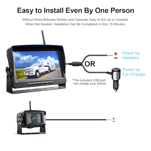 HD 1080P 9" Wireless RV Dual Backup Camera System with Recording (Black / 9 inches)