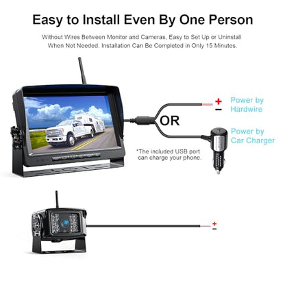 HD 1080P 9" Wireless RV Dual Backup Camera System with Recording (Black / 9 inches)