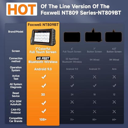 2026 FOXWELL Scanner NT809BT OBD2 Scanner Diagnostic Tool with 30+Resets (NT809BT Bidirectional Scanner Black)
