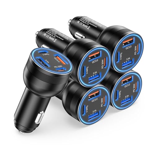 USB C Car Charger 5 (5 Pack / Black)