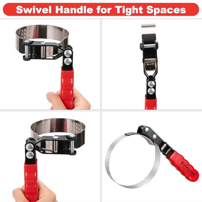Medium Oil Filter Wrench Adjustable Swivel Oil Filter Removal Tool (Medium: 4" - 4-3/8")
