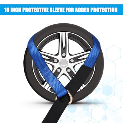 8 Pack Lasso Tow Truck Straps with D Ring 11 (2" X 8 ft / Blue)