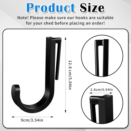 4 Pcs J Tool Hooks Plastic Multi Purpose Shed Accessories for Wall Black Shed Hanger Storage for Garage Hanging Shovel Rake Sports Equipment