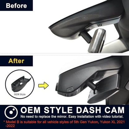 Front 4K & Rear 1080P Dash Cam for GMC Yukon (Model B Front 4K and Rear 1080P)