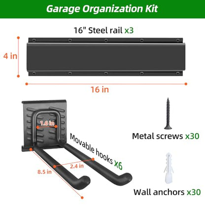 Garage Wall Organizer (48 inch 6-Hook)