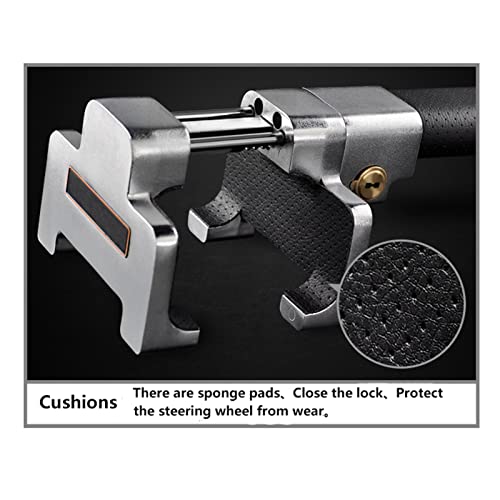 Steering Wheel Lock with Alarm and Light (Black + Silver)