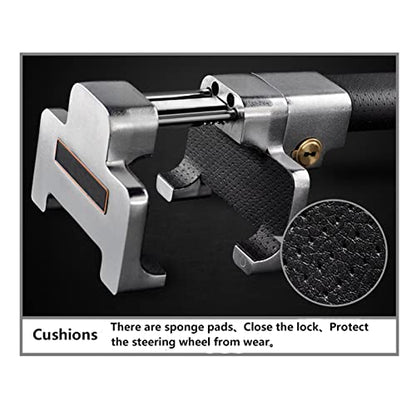Steering Wheel Lock with Alarm and Light (Black + Silver)