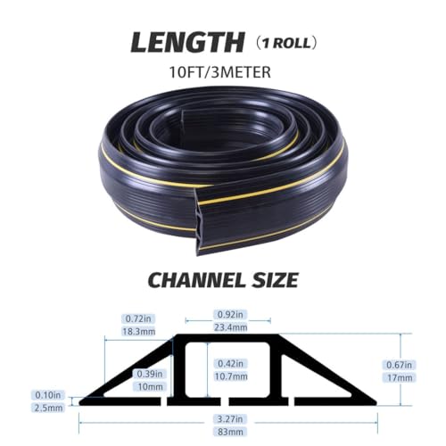 10FT Floor Cord Cover for Wires (3 Channel 10 ft)