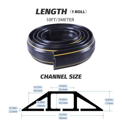 10FT Floor Cord Cover for Wires (3 Channel 10 ft)