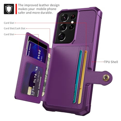 Wallet Case for Samsung Galaxy S21 Ultra (Purple / Samsung Galaxy S21 Ultra)