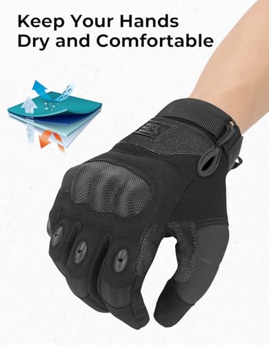 Tactical Gloves for Men (Black, Microfiber Protection / Large)