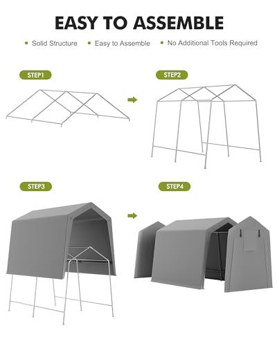 7 x 12 ft Carport Storage Shed (PE Carport / 7x12FT / Gray)