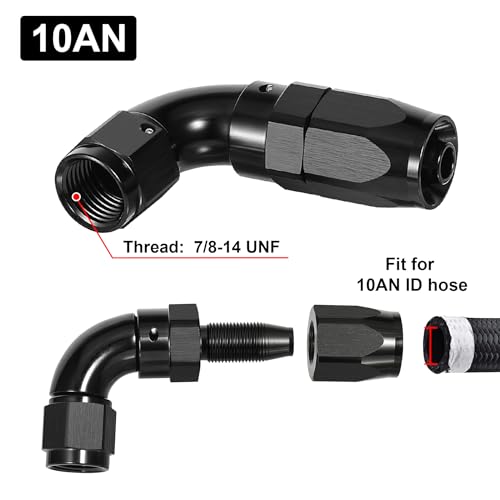 10AN 90 Degree One Piece Full Flow Hose End Fitting Swivel for CPE Braided Hose (10AN / 90 Degree)