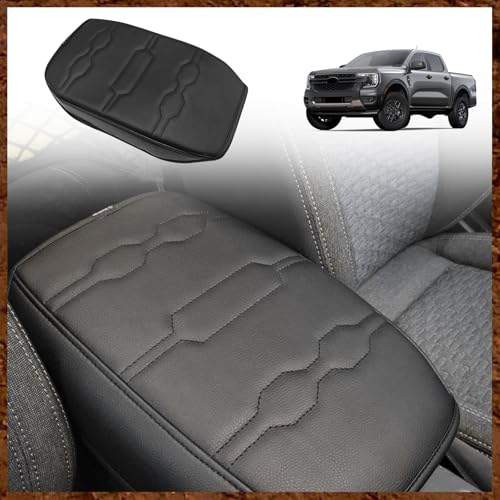 Armrest Cover for Ford Ranger 2024 (8) 24+ |Ranger| Black/Black Stitching, Regular)