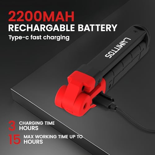 Rechargeable Work Light 2200mAh Magnetic LED Work Light Flashlight Mechanic Light Tool for Men Him (350 Lumens - 4Pcs)