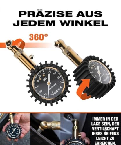 Tire Pressure Gauge 0 (0-100 PSI / Black Tire Gauge w/o‌ Tube)