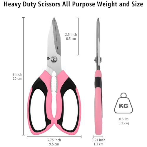 Utility Scissors All Purpose heavy duty 8 (Pink)