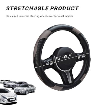 Car Steering Wheel Cover (Gray, With Lining)