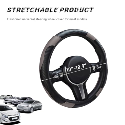 Car Steering Wheel Cover (Gray, With Lining)