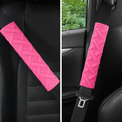 2 Pack Universal Car Seat Belt Pads Cover for A More Comfortable Driving (deep pink)