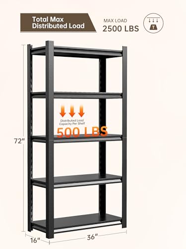 JHYKHG 72" H Storage Shelves (Black / 36"W*16"D*72"H)