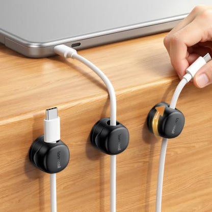 6 Pack Rotating Magnetic Cord Organizer Clips Cable Management (Matte Black - Rotatable)
