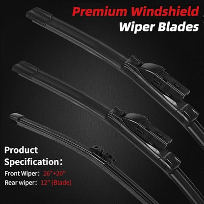 Premium Windshield Wiper Blades Replacement for BMW X3 2018 (26"+20"+12"(Top Lock))