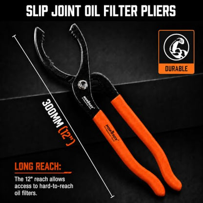 12" Adjustable Oil Filter Pliers (Orange)