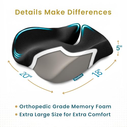 Pressure Relief Seat Cushion for Tailbone Pain (Black & Dark Gray)