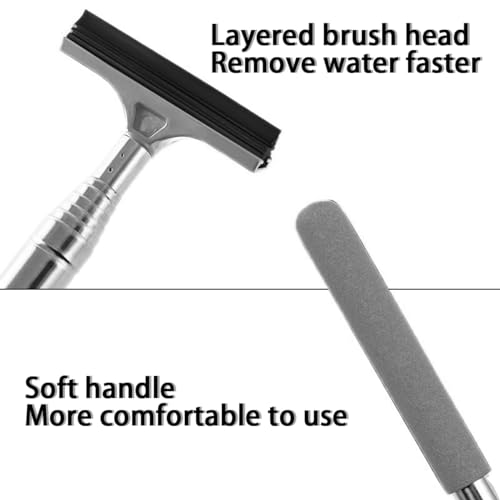 38.6 Inch Telescopic Side Mirror Glass Squeegee (Gray)