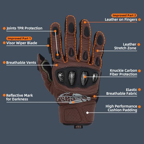 SPS 2 Plus Unisex Touchscreen Road Racing Motorcycle MTB Sports Gloves Also fit BMX MX ATV Mountain Bike Bicycle Cycling Off (Brown Sps-2 Plus / L Youth)