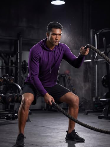 Mens Fashion Athletic Hoodies Sport Sweatshirt Solid Color Fleece Pullover Purple XX (XX-Large / Purple)