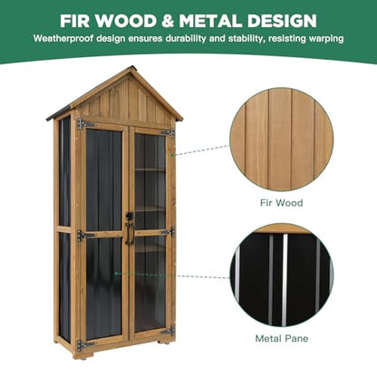 Outdoor Storage Cabinet (Black / 28" x 13" x 67")