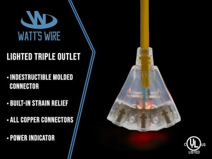 25 ft Outdoor Extension Cord (Yellow / 25 Ft)