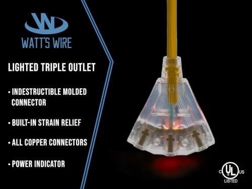 50 ft Outdoor Extension Cord (Yellow / 50 Ft)