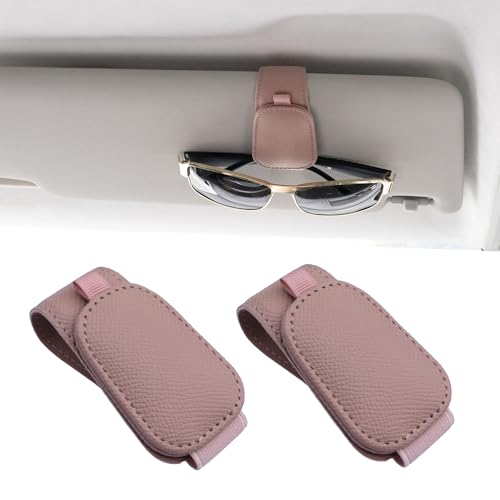 2 Packs Magnetic Sunglass Holder for Car Visor (Pink / 2pcs)