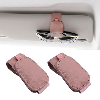 2 Packs Magnetic Sunglass Holder for Car Visor (Pink / 2pcs)