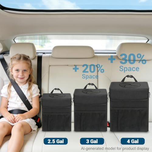 Car Trash Can with Lid (4 Gallons / Black)
