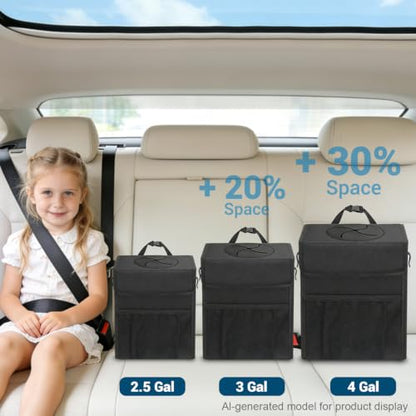 Car Trash Can with Lid (4 Gallons / Black)