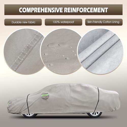 Car Cover Fit for Toyota Camry 1996 (Khaki / Custom Fit for Toyota Camry Honda Accord)