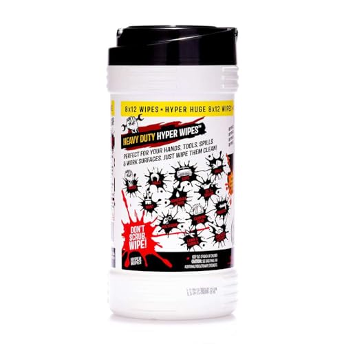 Hyper Wipes 1 Pack Heavy Duty Hand & Tool Cleaning Wipes (90 Count (Pack of 1))