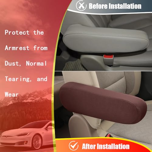 2PC Car Front Seat Armrest Covers (Coffee-2PC)